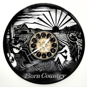 BORN COUNTRY vinyl record clock